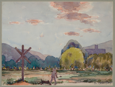 Haystacks (watercolor on paper)