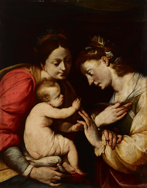 The Mystic Marriage of St. Catherine, c.1610s-20s (oil on wood)