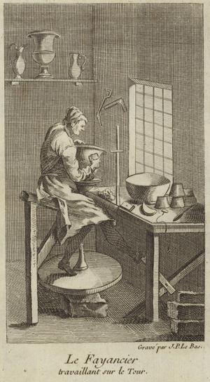 A potter working on the wheel (engraving)