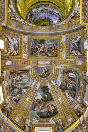 View of the vault of the choir and the apse bowl-shaped vault with frescoes representing episodes of St. Andrew's life by Domenichino, Sant'Andrea della Valle, Rome, Italy (photo)