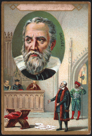 Science. Astronomy. The italian astronomer Galileo Galilei at his trial. Imagery, France, c.1900.