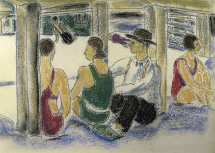Swimmers at the Park, by Ethel Ashton, pastel on paper, 1930, USA, Pennsylvania, Philadelphia, David David Gallery