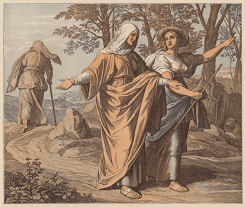 Ruth and Naomi, Ruth, I, 19 (coloured engraving)