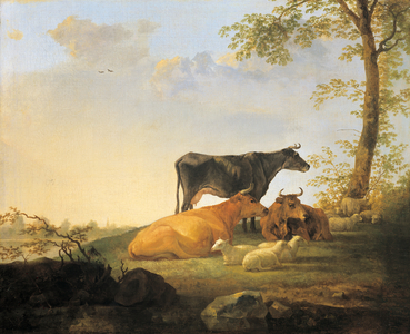 Landscape with cattle, 1650 (oil on canvas)