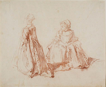 Study of Two Small Girls, c.1725 (red chalk on ivory laid paper)