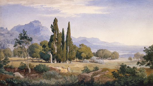 An Arcadian Landscape (pencil and watercolour)