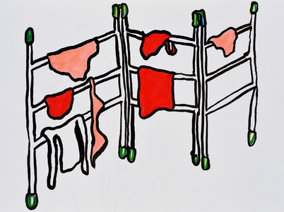 Drying Clothes, 2015, (watercolour on paper)