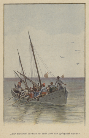Two ships approached with a frightening speed (colour litho)