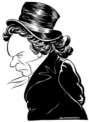BEETHOVEN, Ludwig  van - caricature  wearing hat