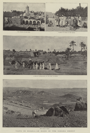 Views in Biskra, an Oasis in the Sahara Desert (b/w photo)