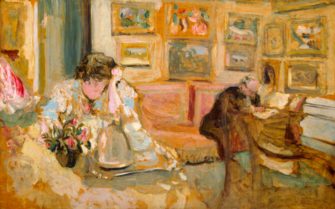 Jos and Lucie Hessel in the Small Salon, Rue de Rivoli, c.1900-05 (oil on cardboard mounted on canvas)
