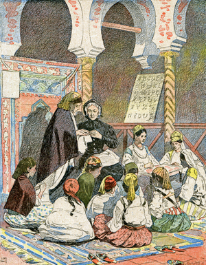 School for Franco-Arab girls in Algeria, c.1900-1910 (illustration)