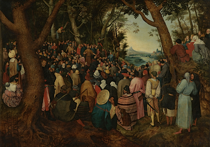 St. John Preaching to the Crowd (oil on panel)