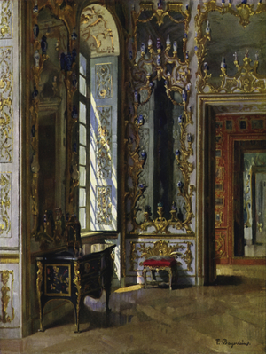 The Mirror Cabinet in the Residence, Munich, from designs by Cuvillies, Decorated in 1731 (colour litho)