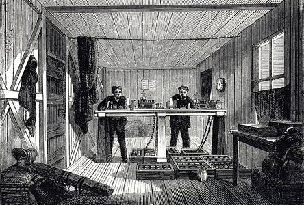 Messages being sent through the Atlantic Telegraph system