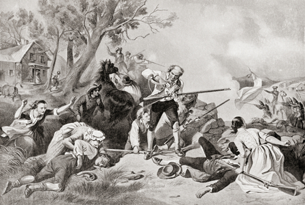 The Battle of Lexington, April 19 1775, from Hutchinson's History of the Nations, pub.1915 (print)