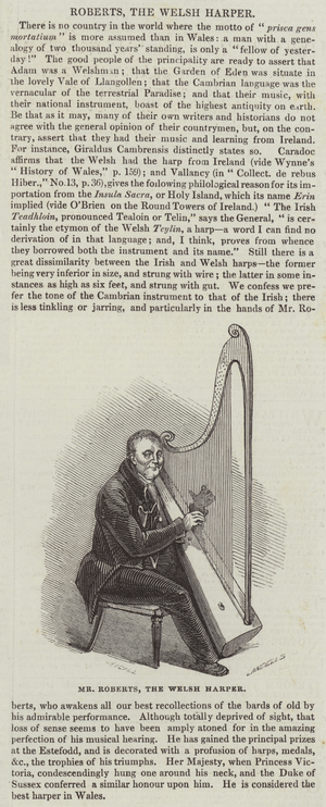 Mr Roberts, the Welsh Harper (engraving)