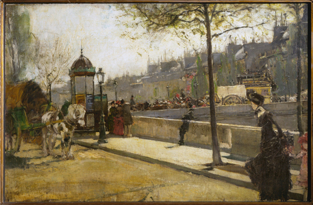 Paris Quay (oil on canvas)