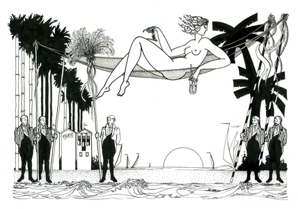 Exotic luxury holidays, 1982 (black ink on cotton paper)