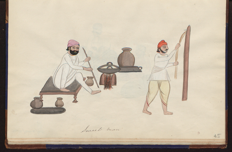 Two men making sweets, 1885 (drawing)
