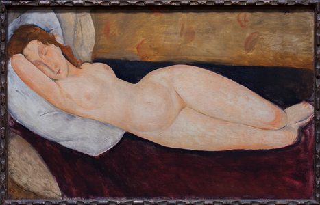 Reclining nude, right arm folded under arm, 1919 (oil on canvas)