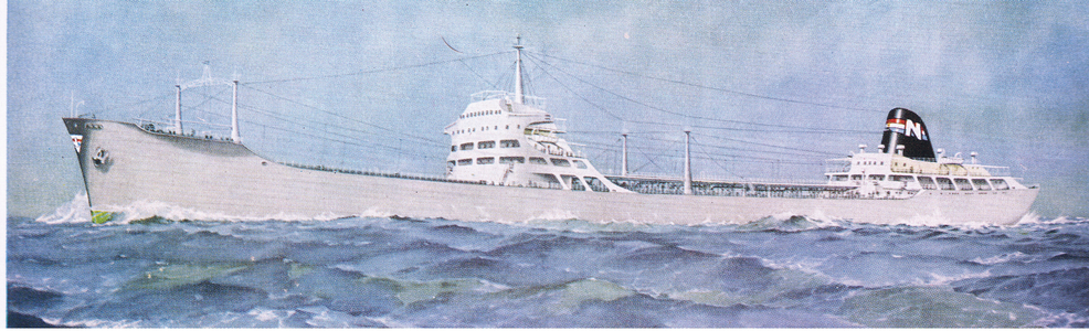 One of the largest tankers in the world (colour litho)