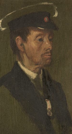 Portrait of H. Fitzpatrick, 97th, c.1920 (oil on panel)