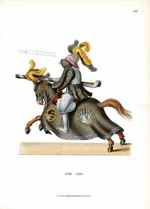 Renaissance Knight on Horseback, 1520-1560 (chromolitho)
