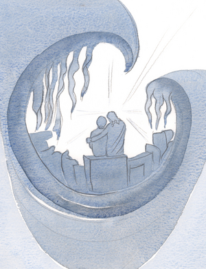 Christ gladly comes to us in prayer to help us unclutter our souls of sin and resentment. He wants us to trust him and not to worry, 2000 (w/c on paper)