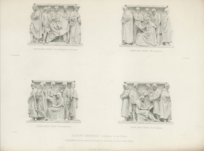 Sculptures on the podium of the Albert Memorial (engraving)