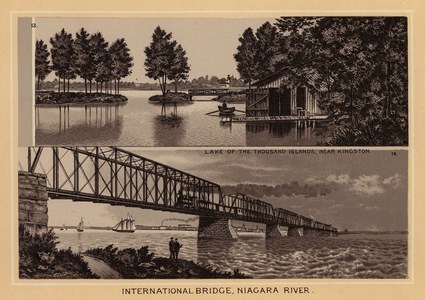 Canada: International Bridge, Niagara River (litho)