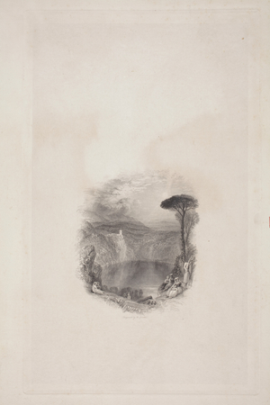 Lake of Nemi (Broadley's Poems), 1844 (engraving on India paper, chine colle)