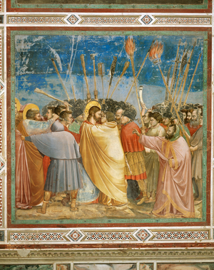 The kiss of Judas. Mural (fresco)
