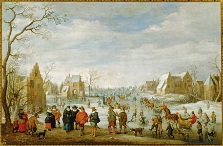 Winterlandscape with skaters … (painting on canvas)