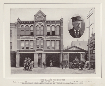 London, Ontario: Fire Hall and Fire Chief Roe (b/w photo)