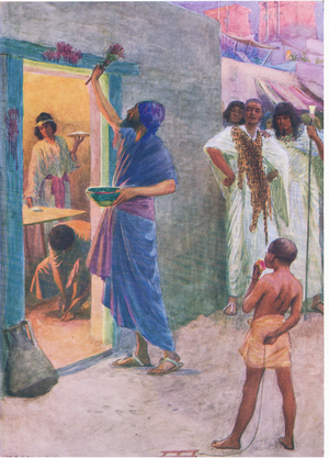 The first Passover, from The Bible Picture Book published by Thomas Nelson, c.1950 (photo)