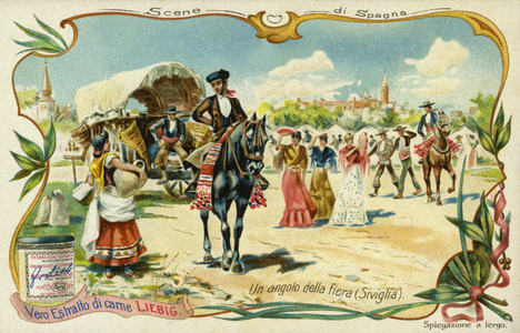 Corner of a fair or market, Seville, Spain (chromolitho)