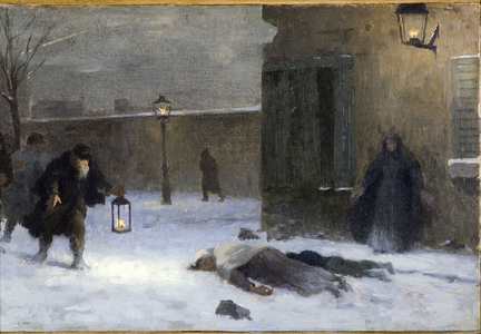 Sketch for the Prefect's office at the Hôtel de Ville: The search for the wounded during the siege of Paris in 1870, 1889 (oil on canvas)