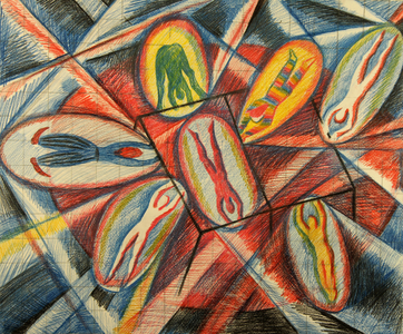 Acrobats in the Trapezes, 1979 (pastel on paper)