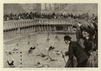 A Water-Polo Match at the Crown Baths, Kennington Oval (engraving)