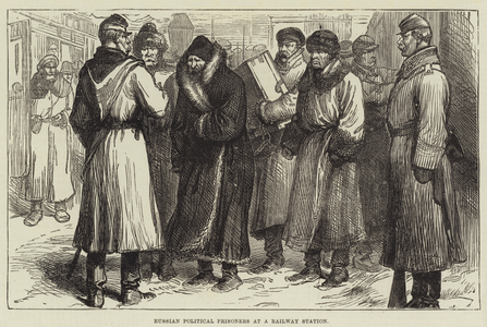Russian Political Prisoners at a Railway Station (engraving)