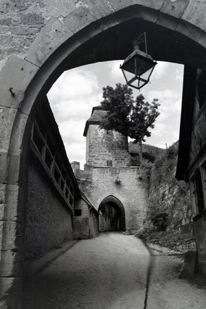 The Klingen Gate in Rothenburg ob der Tauber, Germany 1930s (b/w photo)