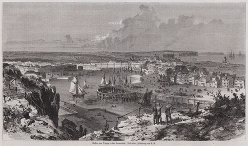 View of the port of Dieppe, Normandy, France (engraving)