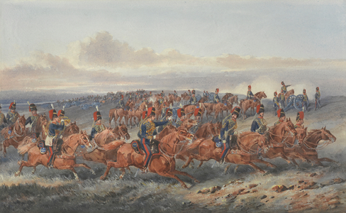 The Chestnut Troop (A Battery) Royal Horse Artillery (w/c on paper)