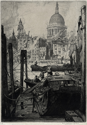Before St. Pauls, 1943 (etching)