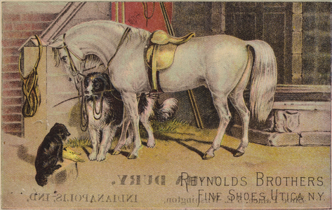 Tethered Horse with Sheepdog (chromolitho)