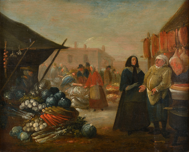 A Market Scene, 18th century (oil on panel)