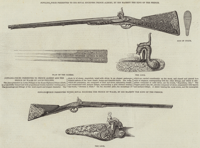 Fowling-Pieces presented to Prince Albert and the Prince of Wales by Louis Philippe (engraving)