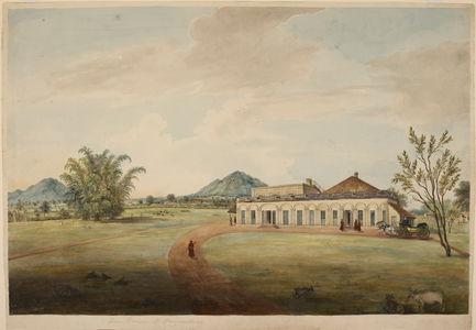Bungalow of Lieutenant-Colonel W.R. Gilbert at Hazaribagh. A colonial residence for a military gentleman. The Raj. circa1825. India.