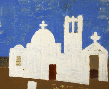 Greek Orthodox Church, 1960s (gouache on paper with collage)
